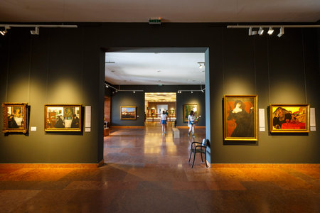 Budapest, Hungary - August 16, 2018: Interior of the Hungarian National Gallery in Budapest.