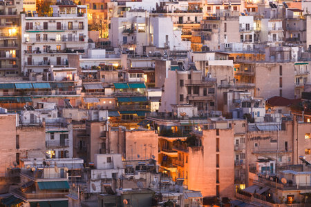 Athens, Greece - February 9, 2019: Residential area of central Athens as seen from Strefi hill.のeditorial素材