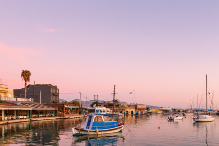 Athens, Greece - November 15, 2019: View of Mikrolimano marina in Piraeus.のeditorial素材