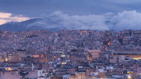 View of central Athens and Penteli mountain from Areopagus hill. の写真素材