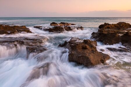 Sunset seascape taken on St. Andrew beach near Ierapetra, Crete. 
の写真素材