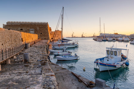 Heraklion, Greece - January 11, 2020: Venetian fortress in the old harbour of Heraklion in Crete, Greece.のeditorial素材