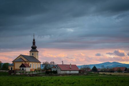 Church in a village of Turiec region, Slovakia.の写真素材