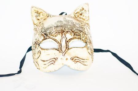  Ancient Venetian mask cat-face isolateの写真素材
