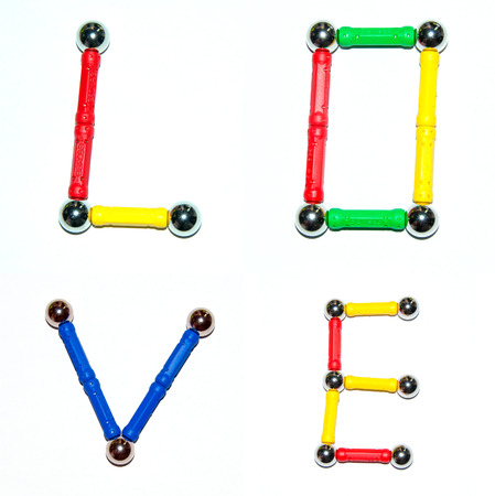 letters LOVE puzzle fron child constructor partsの写真素材