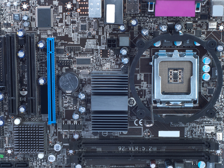 Big black mother board isolated whiteの写真素材