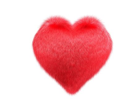 a fluffy hairy heart rendered in 3Dの写真素材