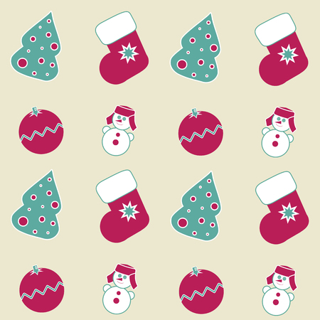 Seamless Christmas icons on a purple backgroundのイラスト素材