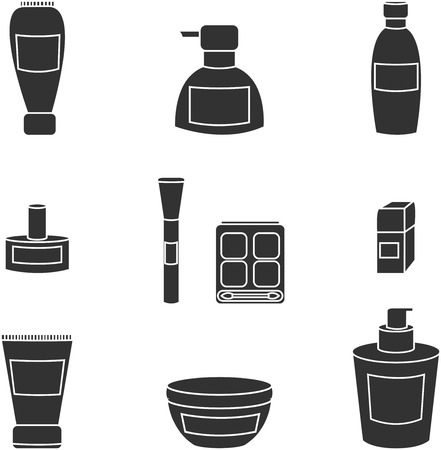 Women cosmetic object vector isolated black iconsのイラスト素材