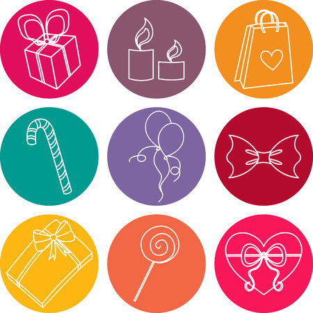 Happy birthday elements colorful icon setのイラスト素材