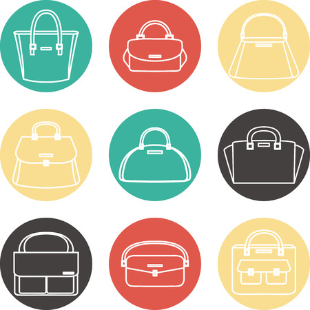 Set of colorful female handbags illustration iconsのイラスト素材