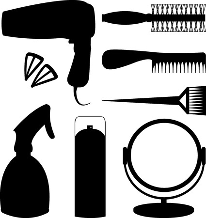 Hair accessories and barber tools blackのイラスト素材