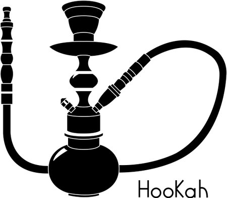 Black hookah illustration isolated on white background