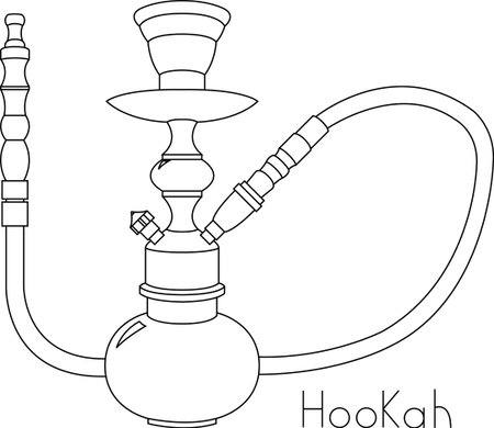 Hookah vector line illustration on white background