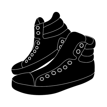 Vector illustration of black sneakers isolated on white backgroundのイラスト素材