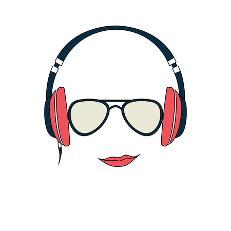 Vector illustration of color man with headphonesのイラスト素材