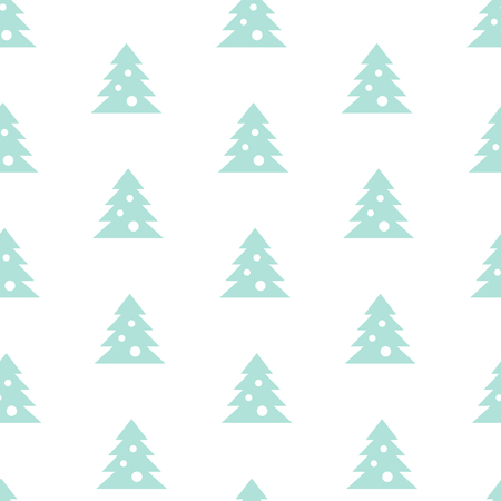 Vector Seamless Christmas Tree Pattern on White Backgroundのイラスト素材