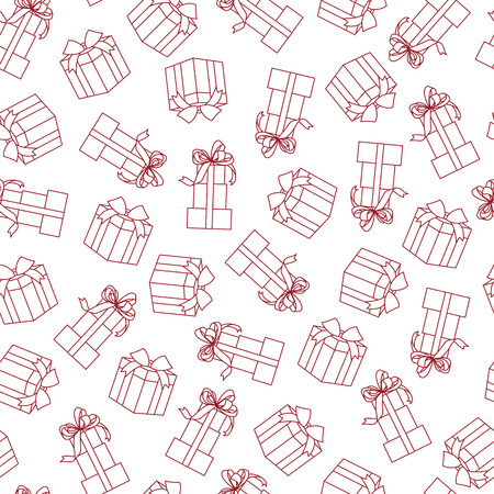 Stock vector seamless pattern with line gift boxes isolatedのイラスト素材