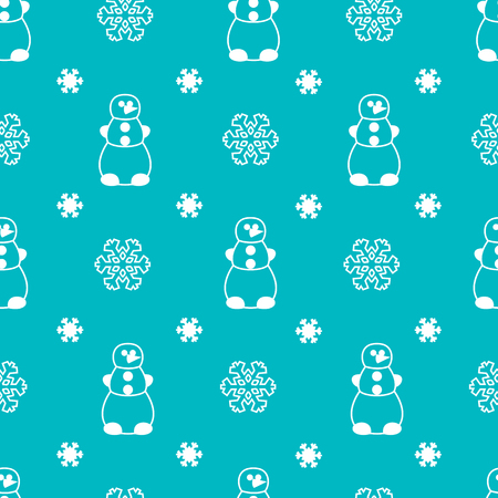 Seamless christmas pattern with snowman and snowflakesのイラスト素材