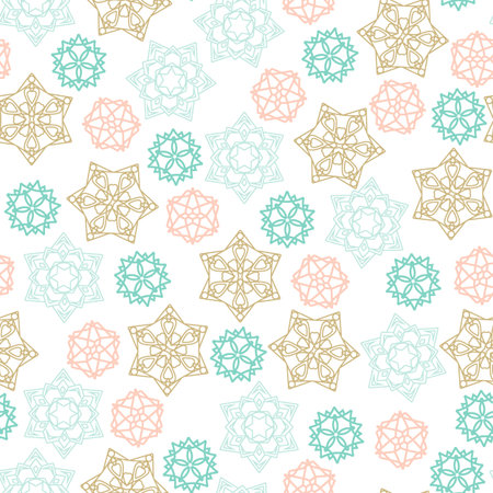 Vector Christmas winter Seamless Pattern with color Snowflakesのイラスト素材