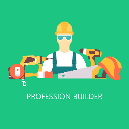 Vector color set collection of builder equipment vector illustrationのイラスト素材