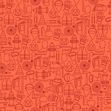 Pattern seamless of line firefighting equipment vector illustrationのイラスト素材