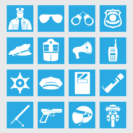 Vector set collection icons of police equipment vector illustrationのイラスト素材