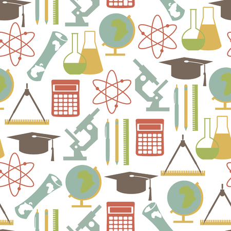 Education school university learning pattern with science elements isolated vector illustrationの写真素材