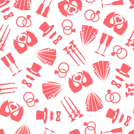 Vector seamless pattern of wedding symbolsのイラスト素材