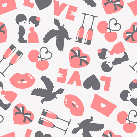 Vector seamless pattern of wedding and love symbolsのイラスト素材