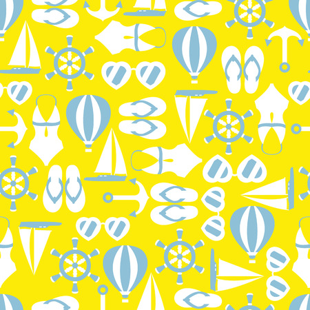 Summer symbols in yellow backgroundのイラスト素材