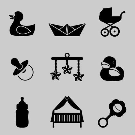 Vector illustration of baby and kids color set iconsのイラスト素材