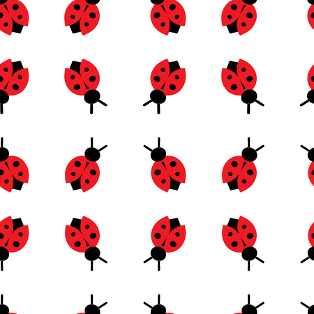 Vector seamless pattern with color ladybugのイラスト素材