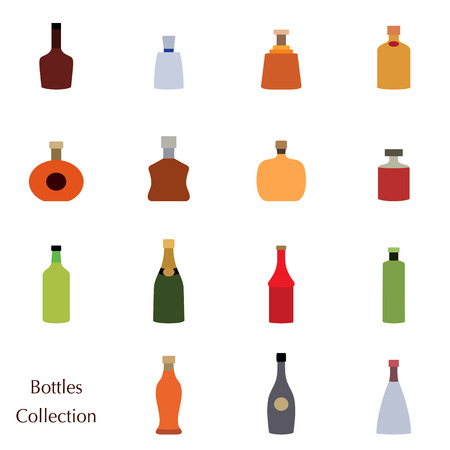 Vector silhouette of color bottle collection set iconsのイラスト素材