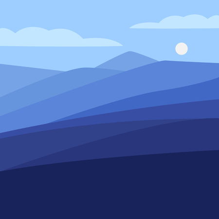 Vector illustration of color landscape with mountain peaksのイラスト素材