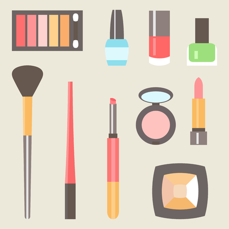 Vector flat beauty fashoin decorative cosmetics setのイラスト素材