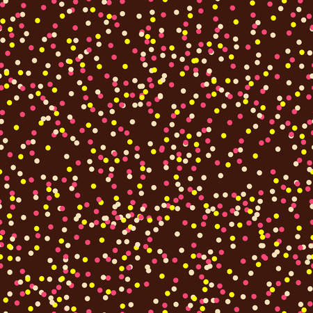 Seamless pattern of chocolate donut glaze with many color confettiのイラスト素材