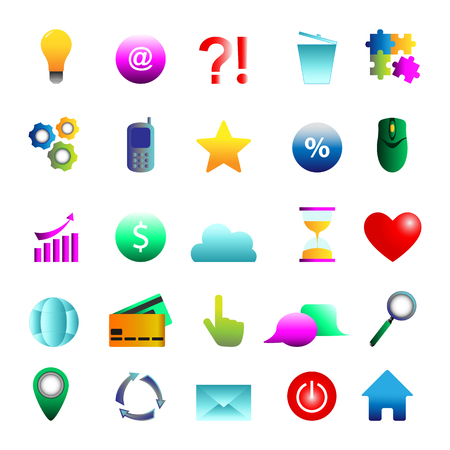 Internet symbols for web site design isolated on white background.のイラスト素材