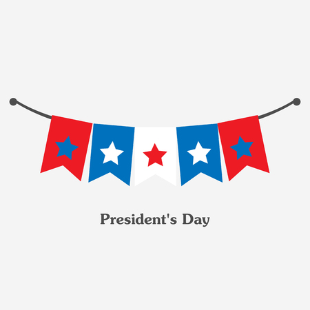 A Vector illustration background with bunting flags for happy Presidents Dayのイラスト素材
