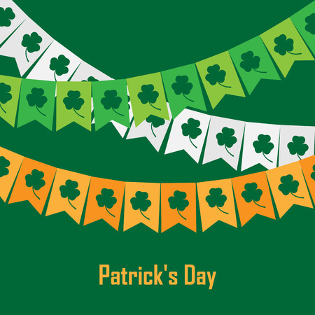 Vector illustration of bunting with clover on green backgroundのイラスト素材