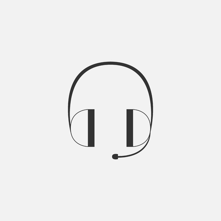 Headphones symbol icon for web in trendy flat style isolated on grey backgroundのイラスト素材