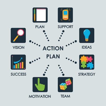 Vector illustration action plan concept with iconのイラスト素材