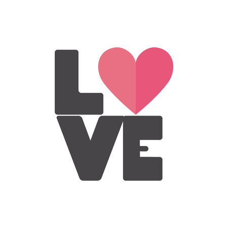 Vector illustration of Love text with heart in flat designのイラスト素材