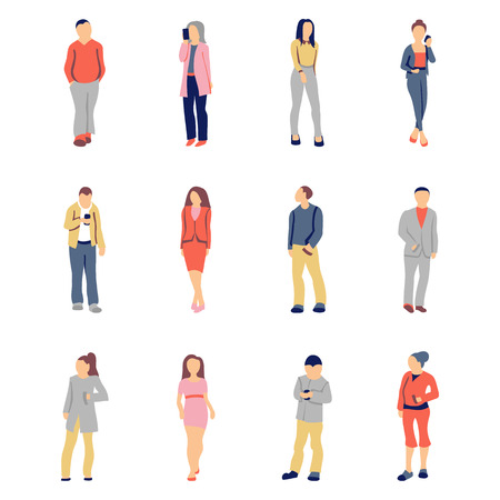 Vector illustration of group of men and women in flat design isolated on white backgroundのイラスト素材