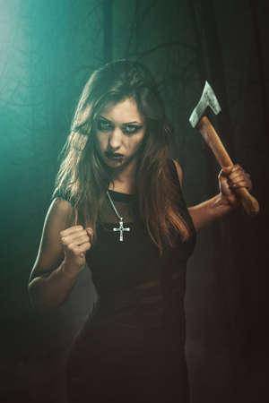 Beautiful dangerous girl with rusty axe want to revenge for violence she experience.