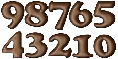 Melted Brown Chocolate Numbersの写真素材