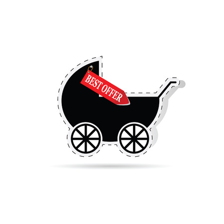 baby carriage as label with best offer illustrationのイラスト素材