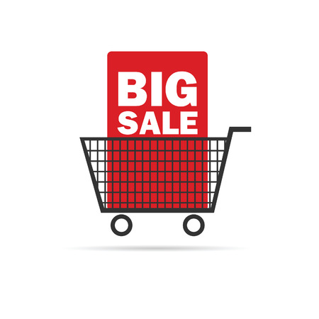 big sale icon with basket color vector illustrationのイラスト素材