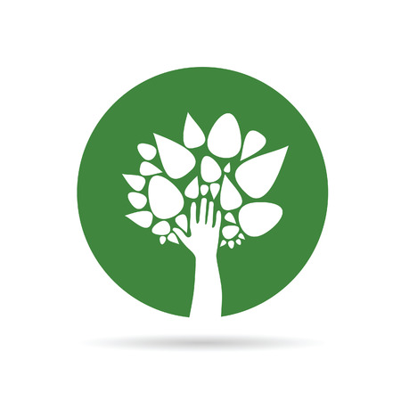 eco tree with hand green vector illustrationのイラスト素材