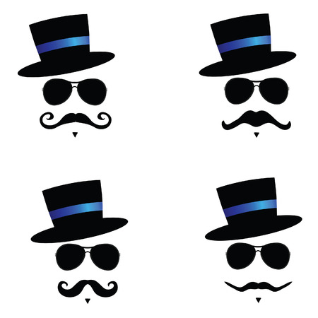 face with mustache with blue hat color vector illustrationのイラスト素材